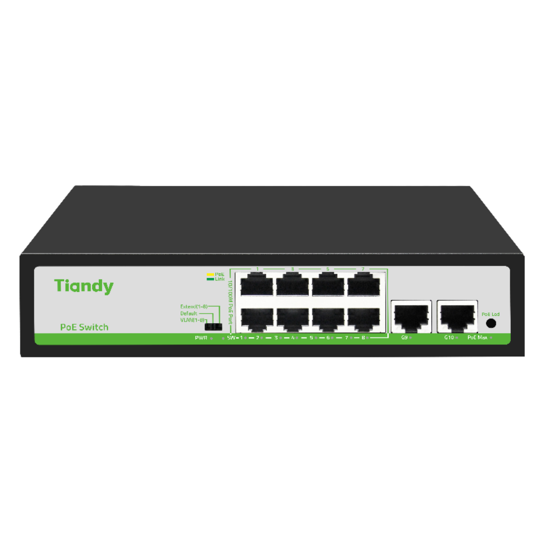 TC-P3S010 Spec:H/0820/AT/90 8 портов PoE 10/100 Мбит/с + 2 восходящих порта RJ45 100/1000 Мбит/с