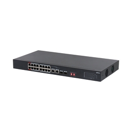 Коммутатор, Dahua, DH-S3218-16ET-135, Неуправляемый, 16 портов RJ-45 (10/100 Мбит/с, PoE), 2 порта RJ-45 (10/100/1000 Мбит/с, uplink, комбинированный), 2 порта SFP (1000 Мбит/с, uplink, комбинированный), 802.3af/at/bt порт 1 ~ 2: 90 Вт, порт 3 ~ 16: 30 Вт