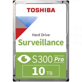 HDD Video Surveillance TOSHIBA S300 PRO 10TB CMR, 3.5'', 512MB, 7200RPM, SATA, 64 cameras, 24/7, TBW: 300